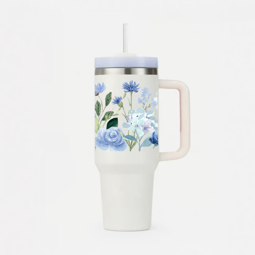 Personalized FleurFlow™ Tumbler with Straw & Lid - Memories InsiteFLOWERS PRINTED TUMBLER-1